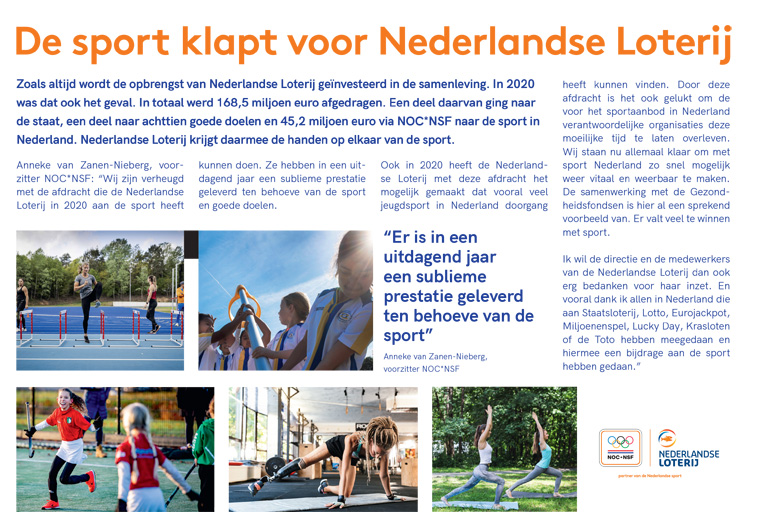 Advertorial Sport Bedankt Nederlandse Loterij